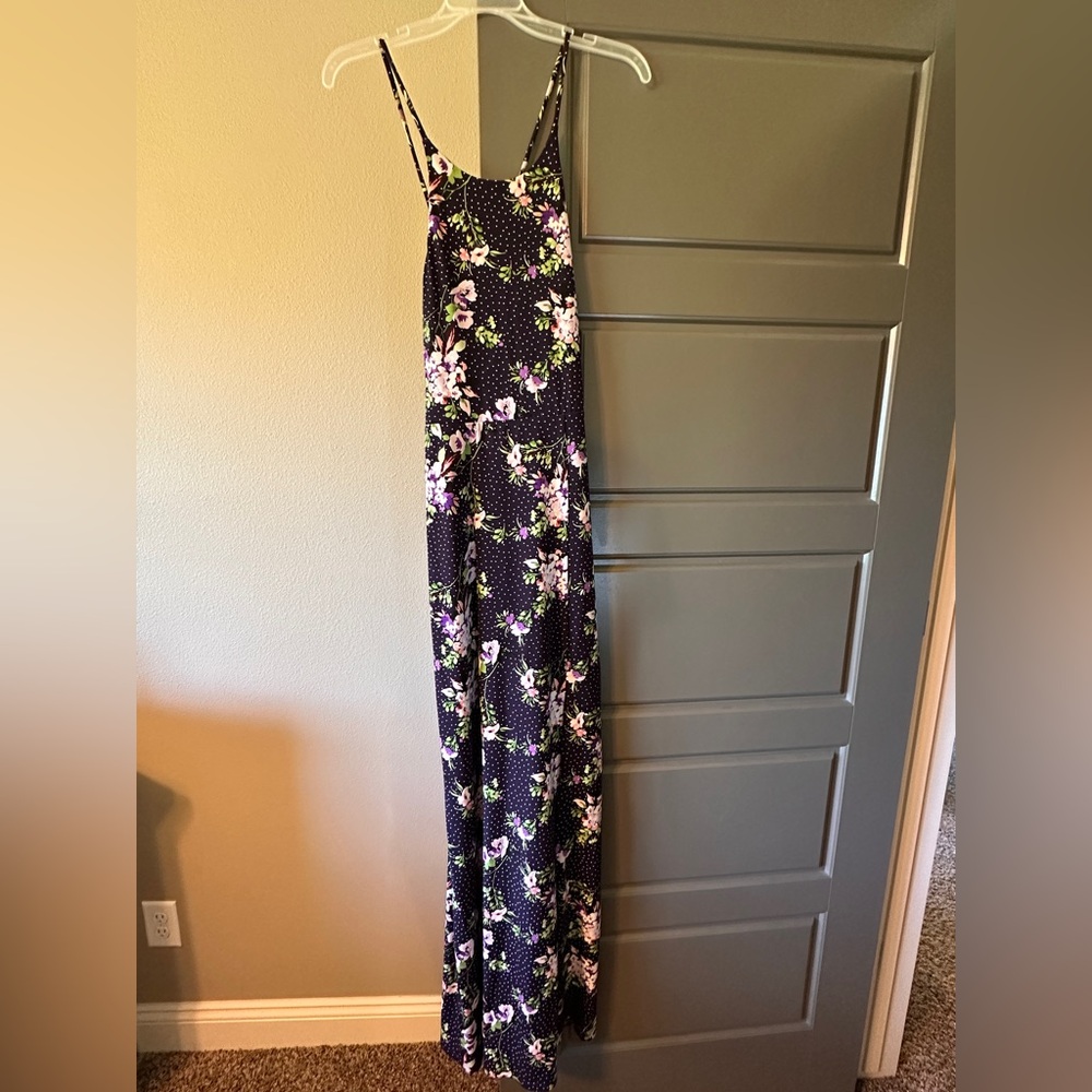 Express Black and Purple Sundress Spaghetti Strap Sleeveless